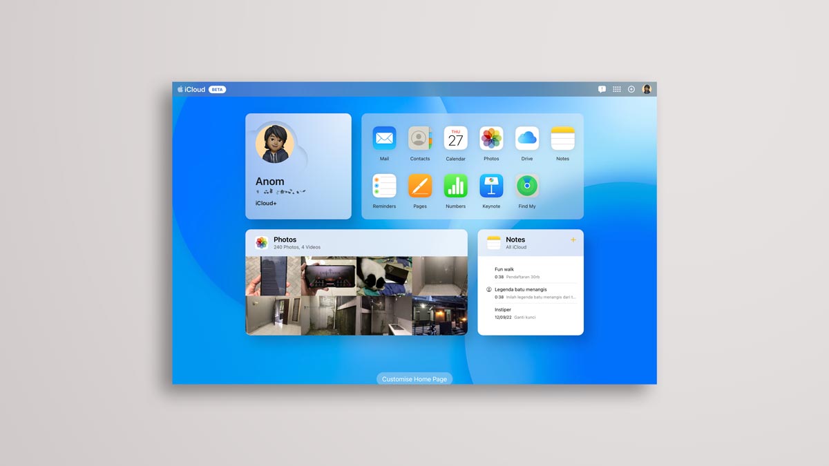 ilustrasi screenshot website icloud baru