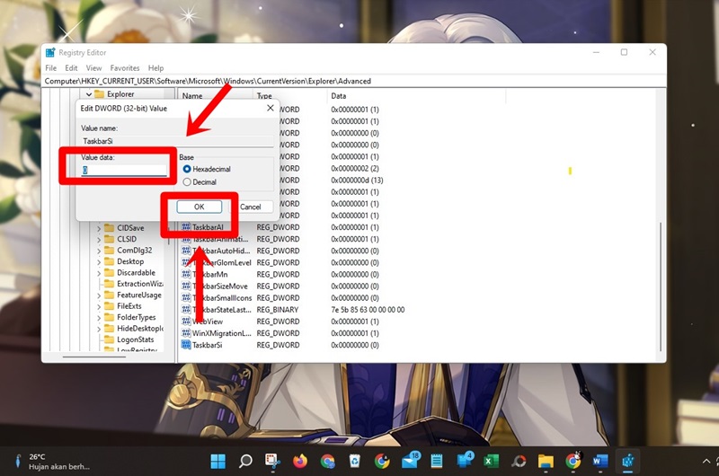 Cara Mengecilkan Taskbar Windows 11 dengan Registry Editor 10