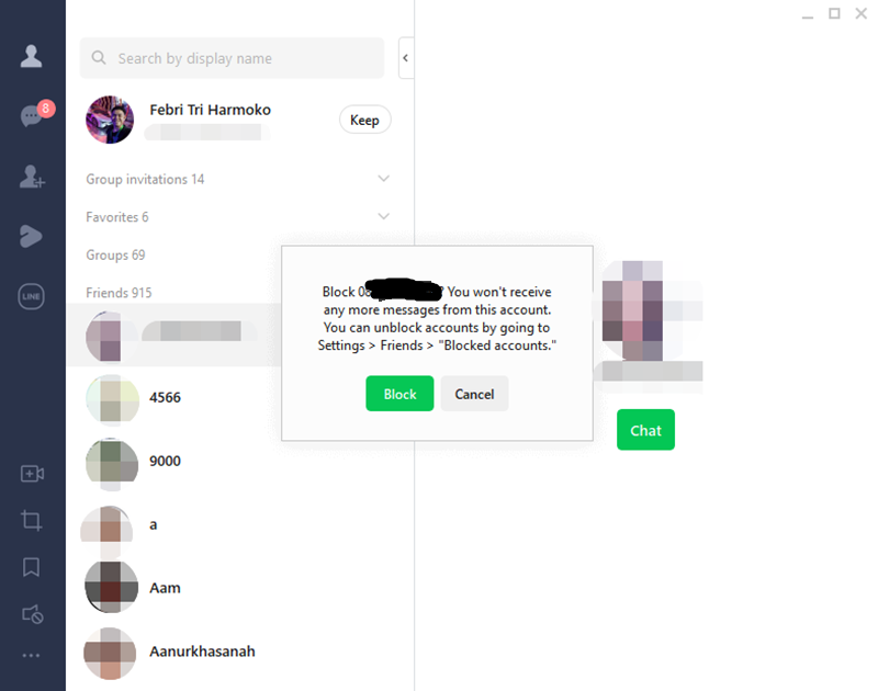 Cara hapus teman di LINE lewat PC 3