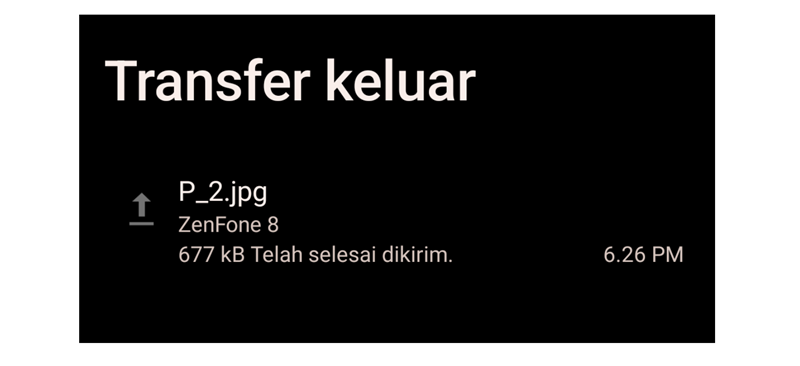 File yang dikirim melalui Bluetooth sudah berhasil berpindah