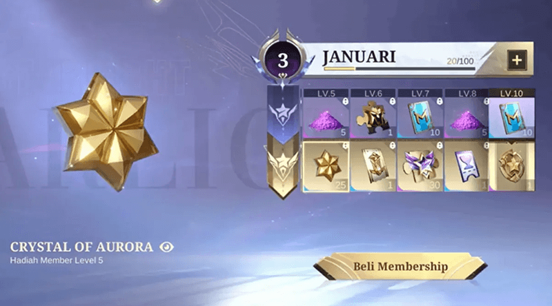 Harga Skin Zodiac Pakai Crystal of Aurora
