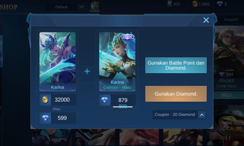 Harga Skin Zodiac Pakai Diamond