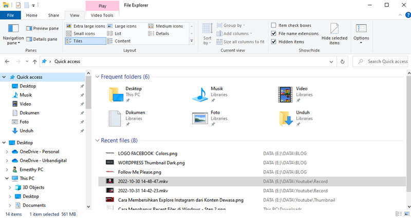Klik tombol Clear untuk menghapus file explorer history - menghapus recent files windows 2