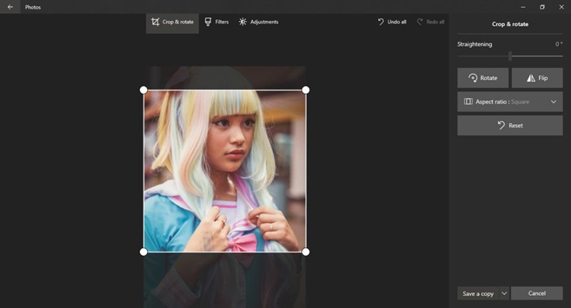 Memotong ukuran foto (Cropping) di Photos Windows 10