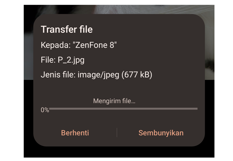 Tunggu hingga proses transfer file berjalan sukses