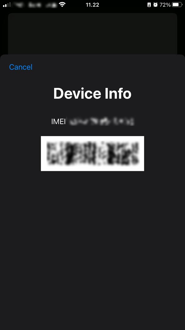 gambar tangkapan layar nomor imei iphone dari kode panggilan