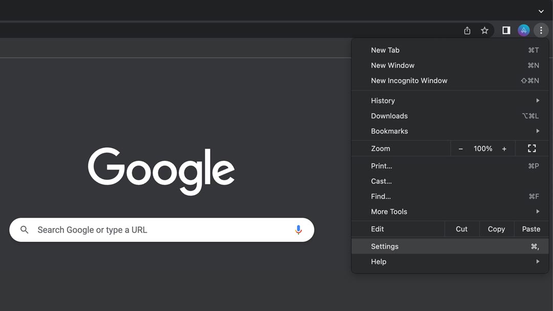 tangkapan layar kotak menu google chrome desktop