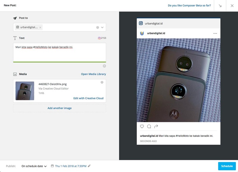 Cara Schedule Post Instagram pakai Hootsuite