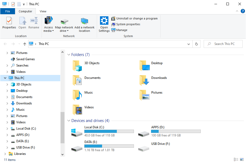 Cara melihat kapasitas penyimpanan Windows 10 lewat File Explorer