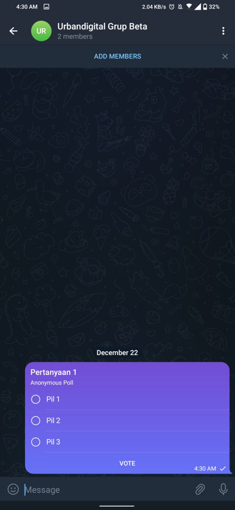 Cara membuat polling di grup Telegram 3