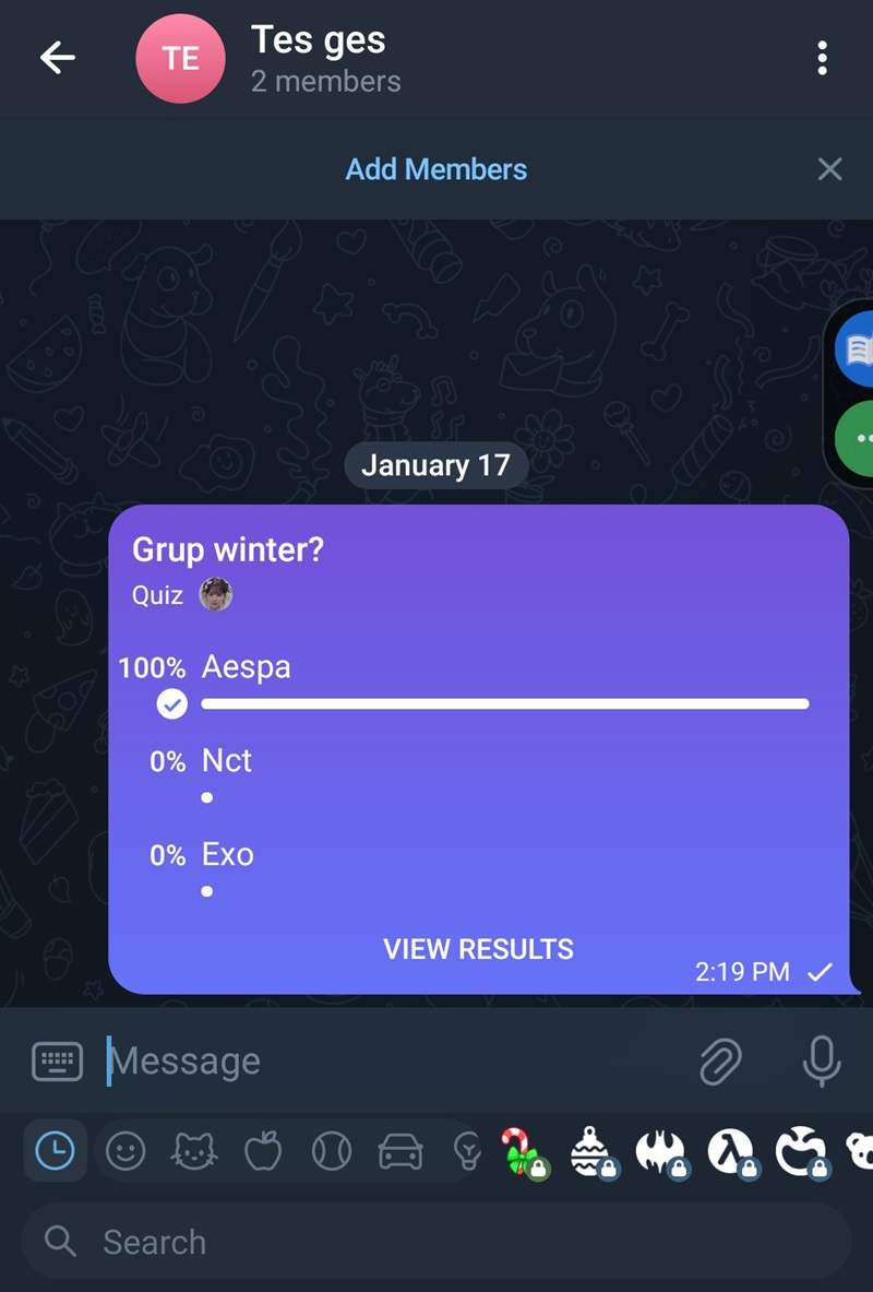 Cara membuat polling menjadi quiz mode di Telegram 2