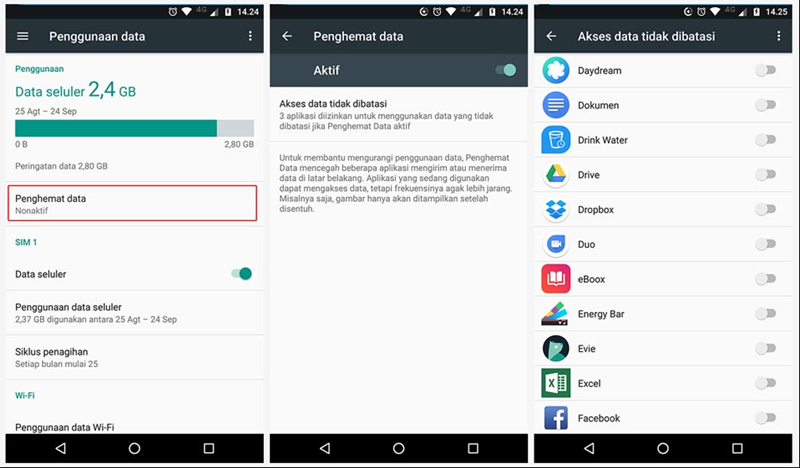 Cara mengaktifkan fitur penghemat data di Android 12 ke bawah 1