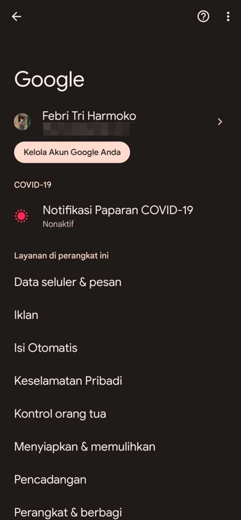 Mengganti password Gmail melalui setelan akun Google - cara ganti password gmail di HP 2