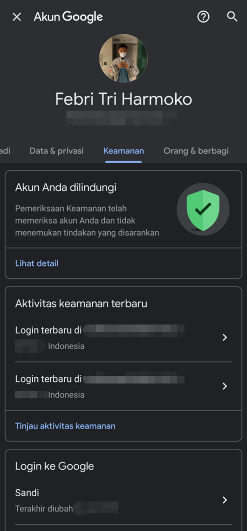 Mengganti password Gmail melalui setelan akun Google - cara ganti password gmail di HP 3