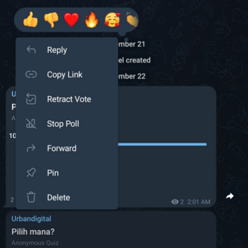 Pengaturan Fitur Polling Telegram