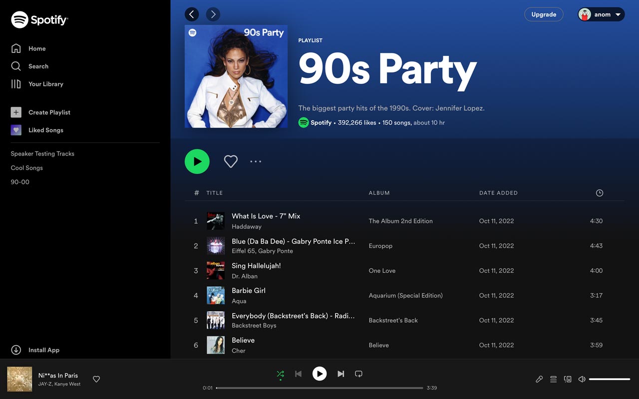 tangkapan layar lagu party 90-an spotify