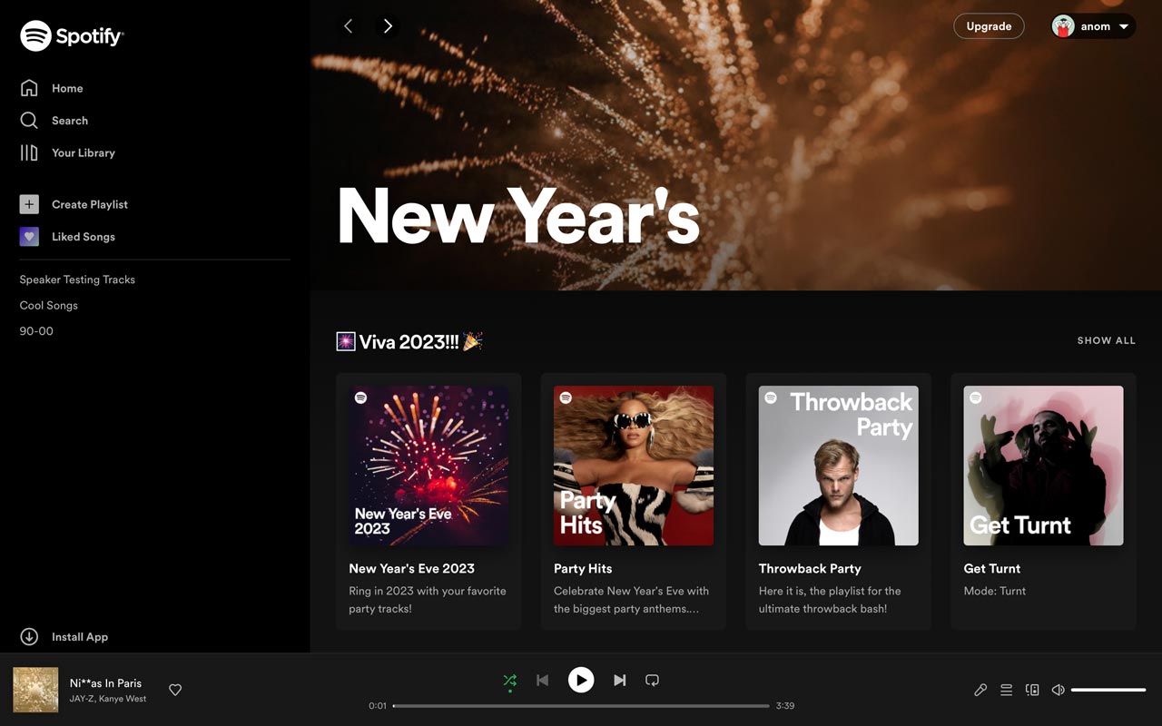 tangkapan layar spotify new year's hub untuk rayakan malam tahun baru