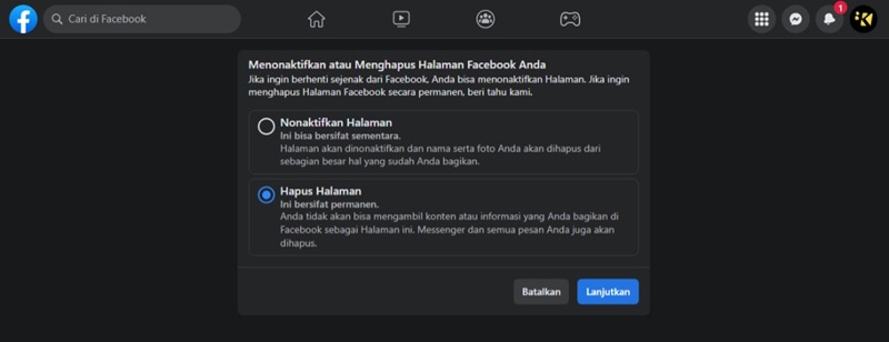 Cara Menghapus Halaman Facebook Secara Permanen 8