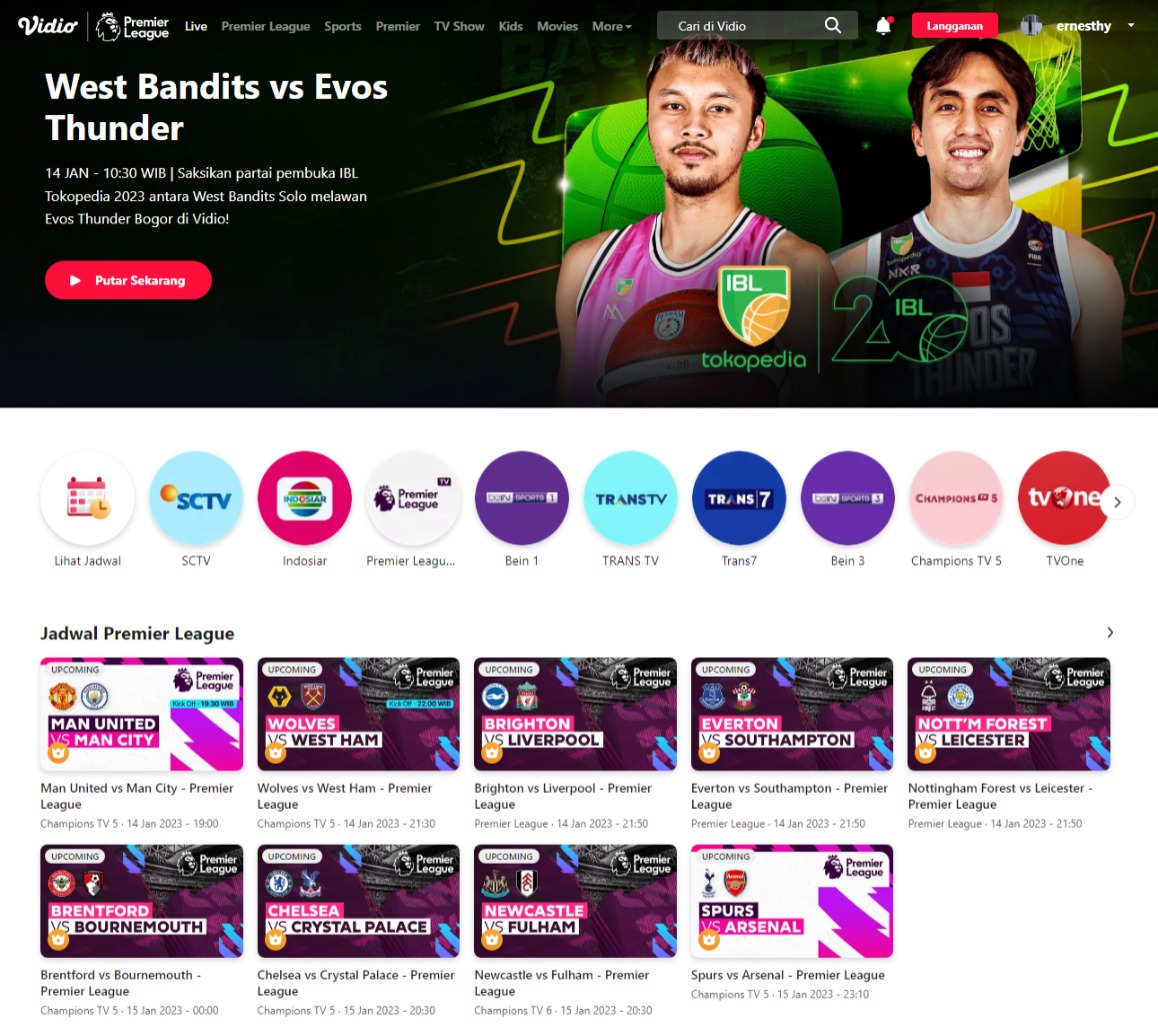 Nonto TV online lewat Vidio