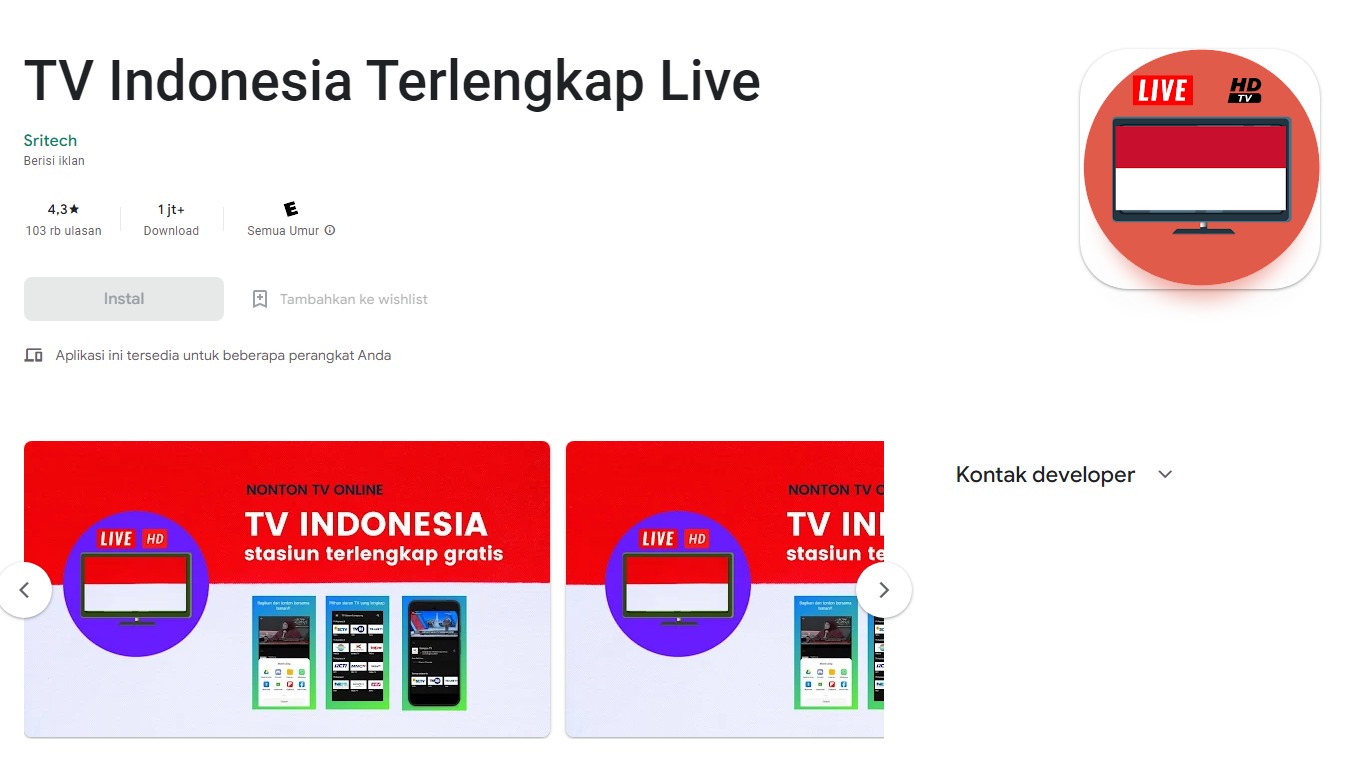 Nonton TV online di aplikasi TV Indonesia Terlengkap Live