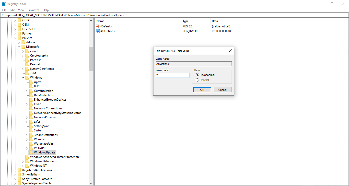 Mematikan Update Otomatis Windows Menggunakan Registry Editor