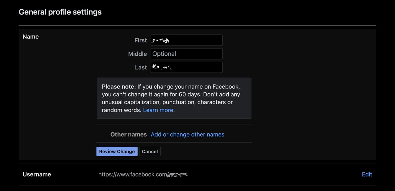 cara mengganti nama facebook di pc