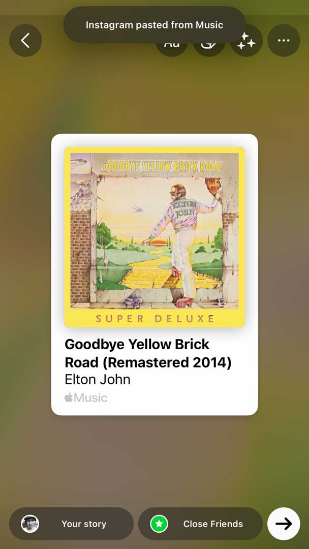 cara share apple music ke instagram story