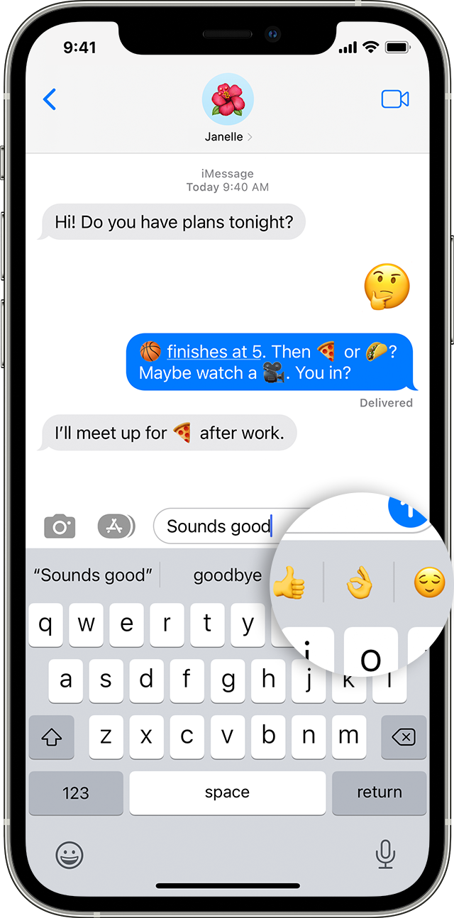 ios15 iphone12 pro messages reply with predictive emoji callout