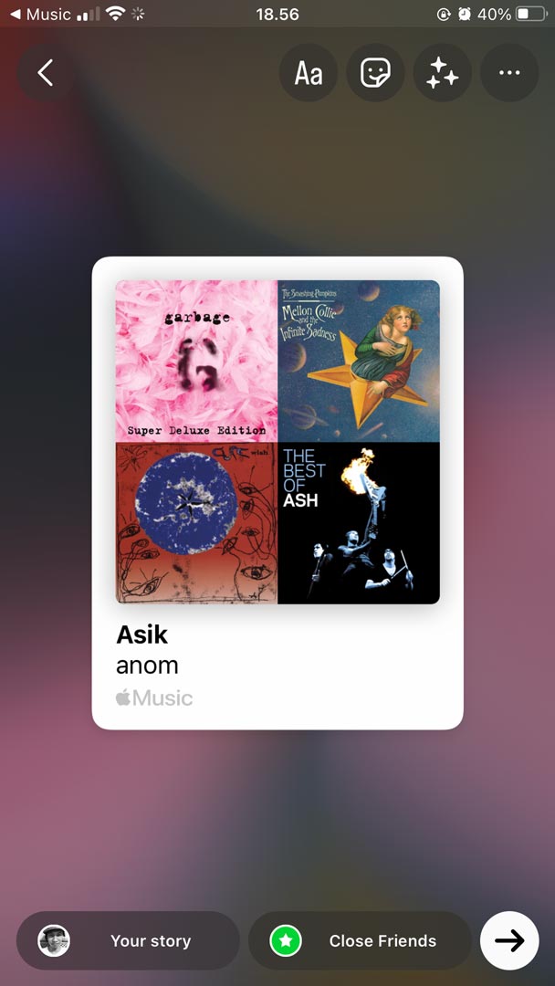 share playlist apple music ke instagram story