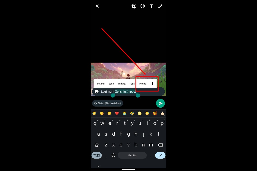 cara membuat tulisan miring di whatsapp