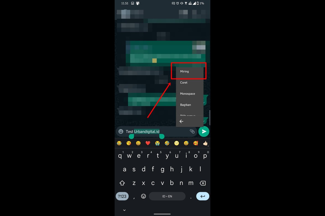 cara membuat tulisan miring di whatsapp