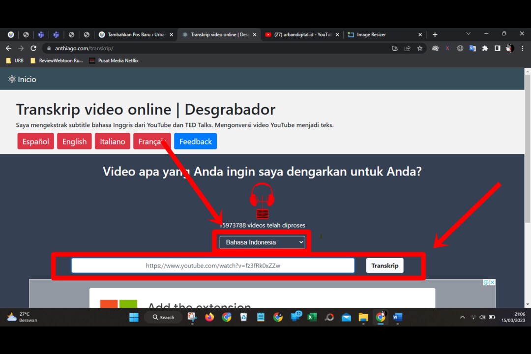cara merangkum video youtube dengan website anthiago