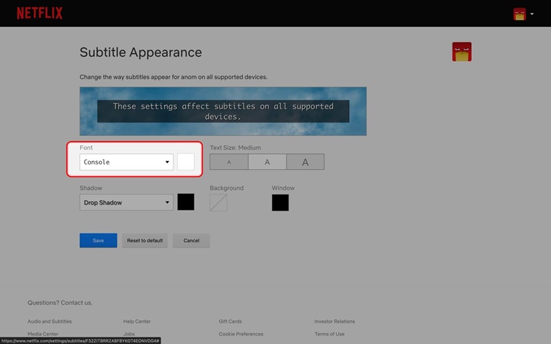 Situs Web - mengubah tampilan subtitle netflix 3