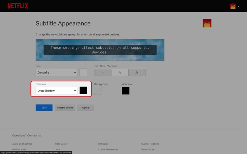 Situs Web - mengubah tampilan subtitle netflix 7