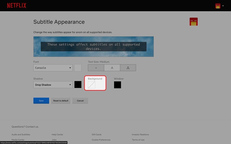 Situs Web - mengubah tampilan subtitle netflix 8