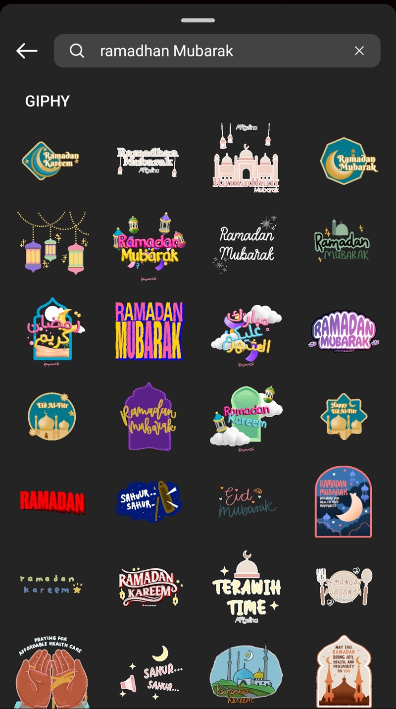 Stiker Ramadhan Mubarak di Instagram