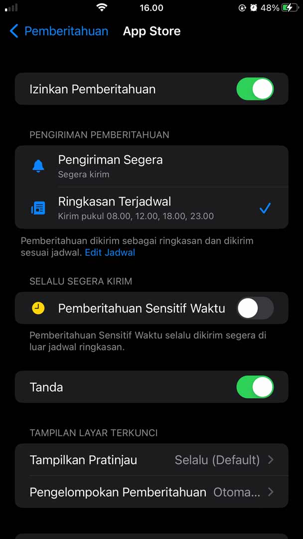 pengaturan pemberitahuan aplikasi iphone