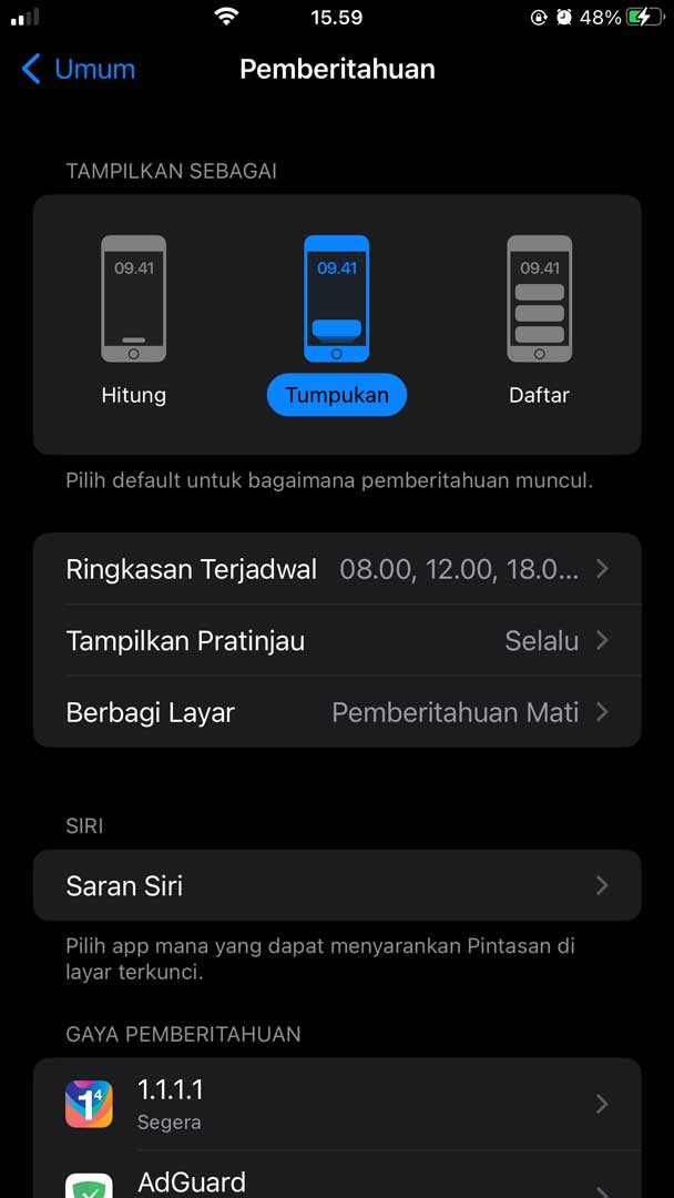 pengaturan pemberitahuan iphone