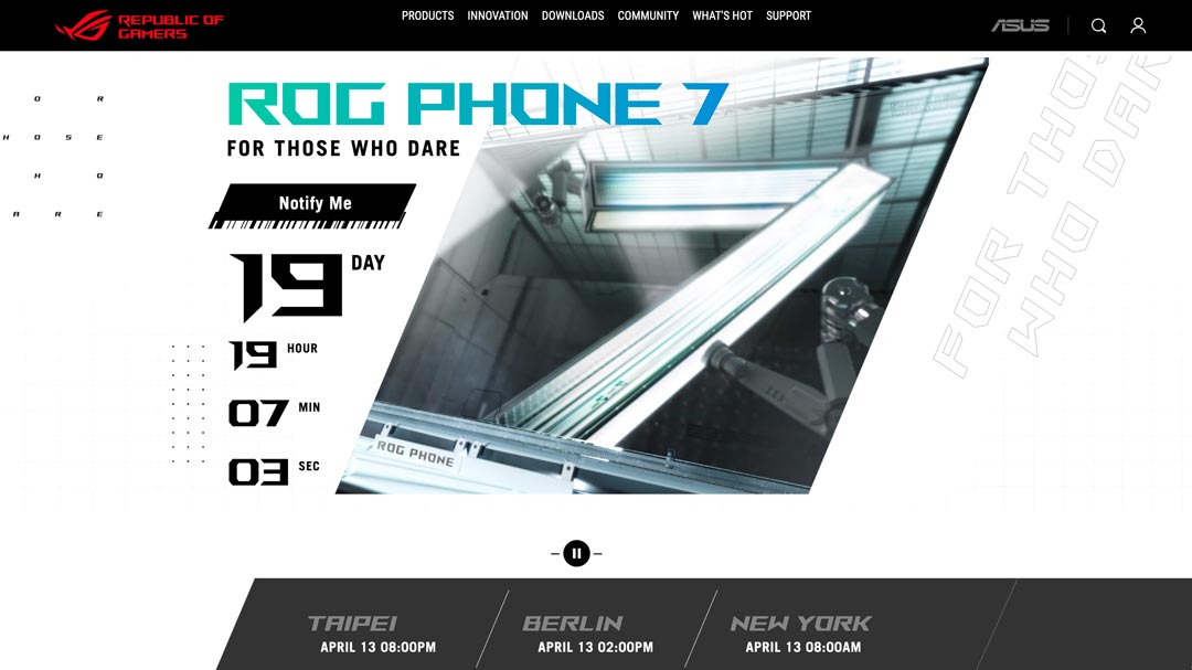 tampilan hitung mundur menuju tanggal rilis rog phone 7