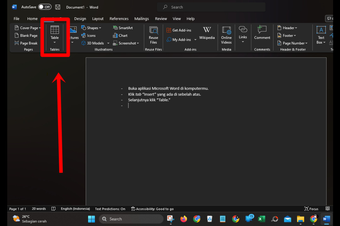 cara membuat tabel di microsoft word
