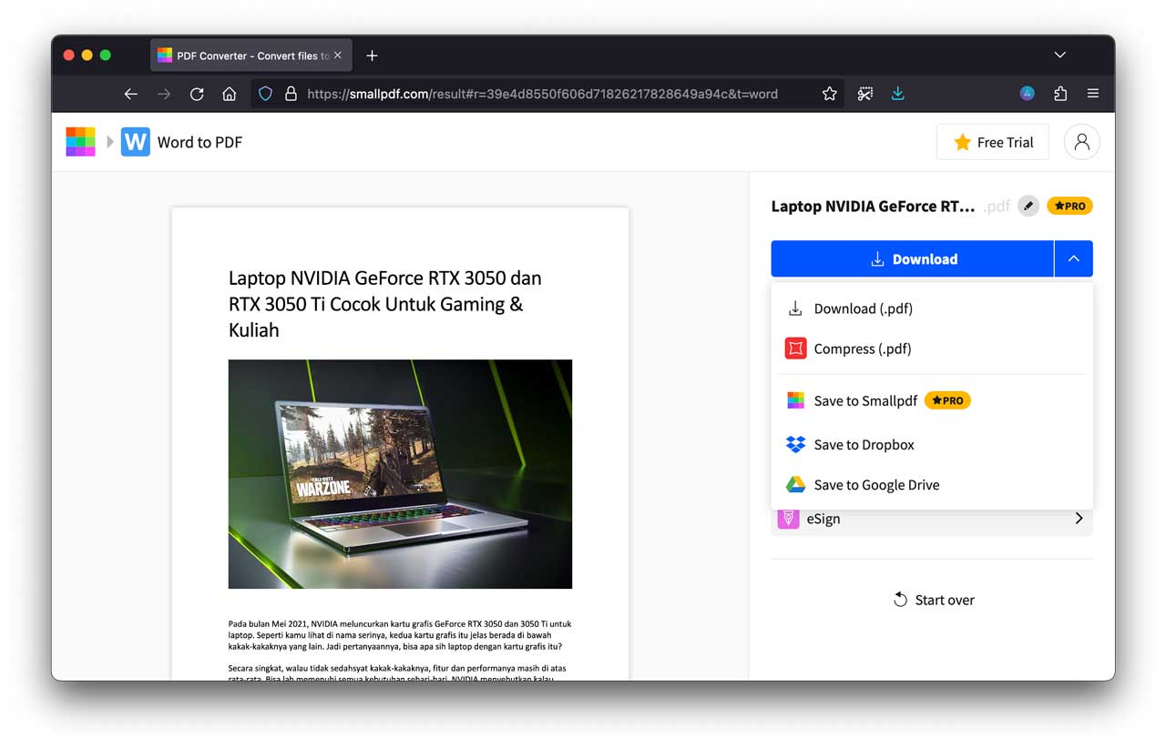cara membuat file pdf online