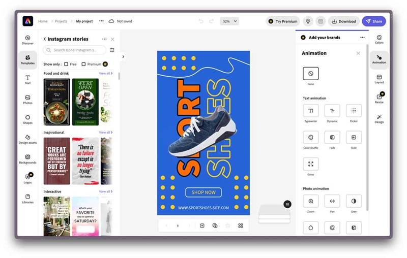 Adobe Express - aplikasi desai grafis online