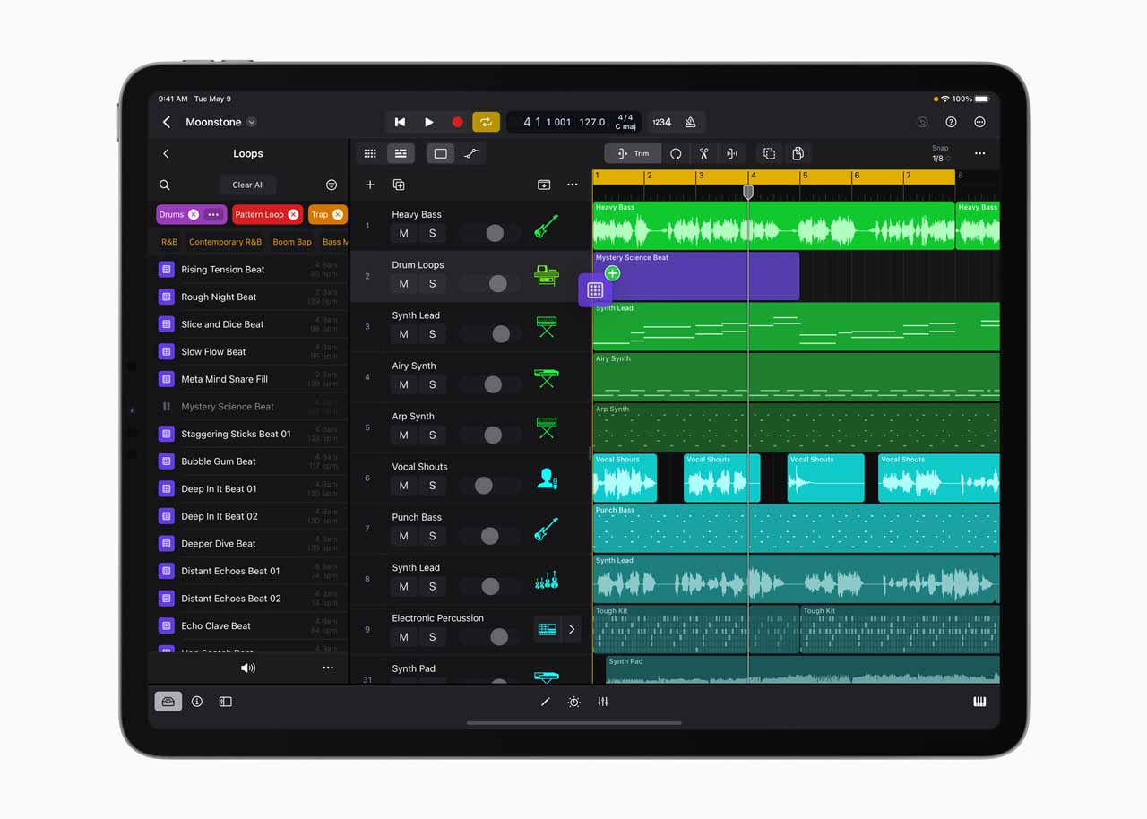 tampilan aplikasi logic pro untuk ipad