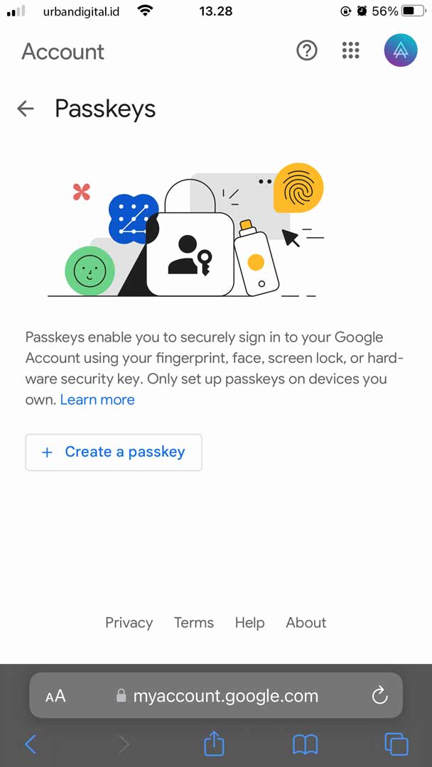 cara membuat passkey untuk masuk akun google