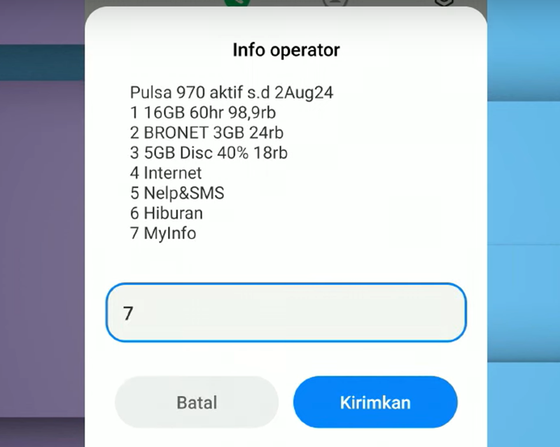 Gambar proses cek kuota AXIS 2