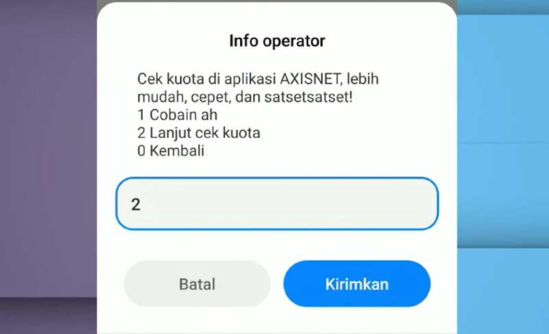 Gambar proses cek kuota AXIS 4