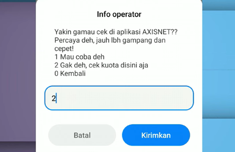 Gambar proses cek kuota AXIS 5