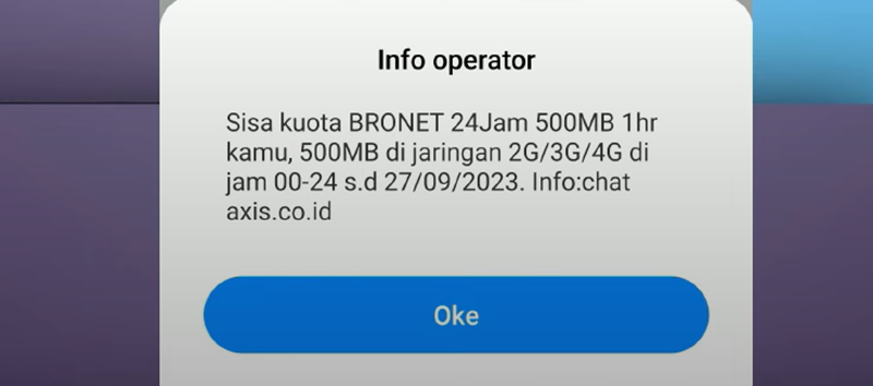 Gambar proses cek kuota AXIS 7