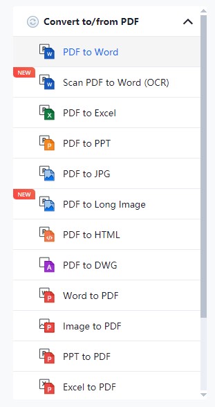 convert to from pdf