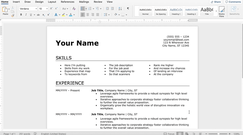 Microsoft Word resume - Aplikasi Pembuat CV Online